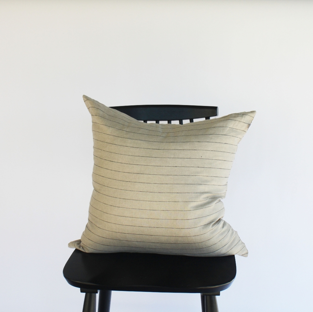 22x22 Pinstripe Linen Throw Pillow Cover